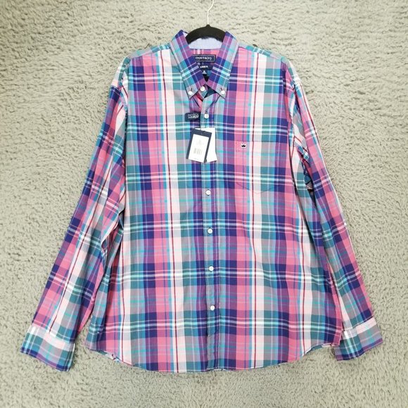 Crown & Ivy Shirt Mens XL Multicolor Plaid Long Sleeve Button Up Classic NWT - Picture 1 of 12